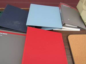 lot 333 image: 1, 2 and 3  binders plus stick board