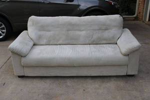 lot 7 image: Off-White IKEA Sofa #19369, has low Plush  Pillow  Arm Sides