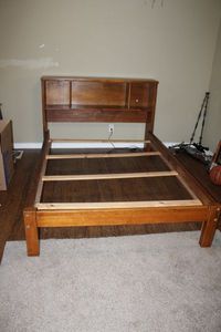 lot 27 image: Full Size Wood Bed Frame with Headboard