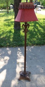 lot 34 image: Floor Lamp with Red Tassel Shade