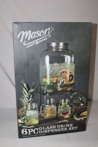lot 40 image: Mason Glass Drink Dispenser Set, Still in Box unopened