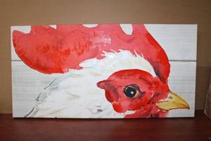 lot 49 image: Stretched Canvas Chicken Wall Art (Almost 4 ft. Long x 2 Ft. Tall)