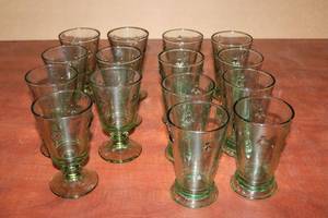 lot 60 image: Larochere Bee Green Highball Glass Set Tumblers and Goblets