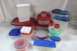 lot 64 image: Plastic Storage Containers large variety