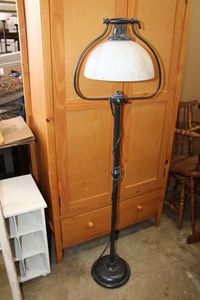 lot 91 image: Floor Lamp with Half Moon Globe