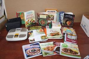lot 123 image: Recipe Books, Weight Scale, and Weight Watchers Set