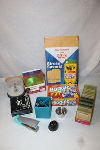 lot 133 image: Office Desk Items, P90X Disc Set, Boggle and Jenga Xtreme Game