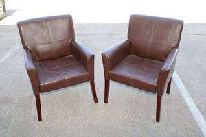 lot 151 image: 2 Brown Reception Arm Chairs