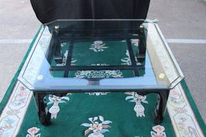 lot 152 image: Glass Top Black Lacquer Coffee Table