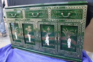 lot 3 image: Gorgeous Chinese Buffet Cabinet, Red Velvet Drawers, MUST SEE Please Preview