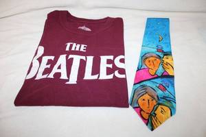 lot 183 image: 2019 Beatles Song Lyrics COME TOGETHER (RIGHT NOW) Long Sleeve Graphic Tee By Apple Corps Ltd. LS Tee Medium 100% cotton Plus Manhattan Menswear Group Beatles Song Art Tie. DO YOU WANT TO KNOW A SECRET (released 1963) 54L
