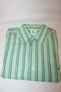 lot 195 image: Lacoste logo vertical green striped shirt Size 42