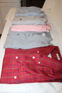 lot 188 image: (5) Mens Shirts. Includes (2) Zegna (S 42 16.5 Neck and Large), Faccionable Club XL , Orvis (Large) and Peter Millar (L, Made in Turkey)