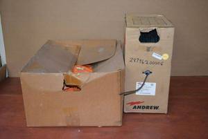 lot 222 image: Series 6 Cable CATV 18AWG Copper Clad Steel and Box of Fiber optic  Cable