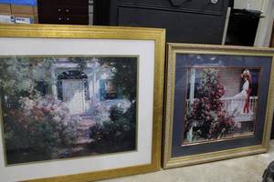 lot 263 image: Wall Art 2 Garden Prints, Large Frames Please Preview