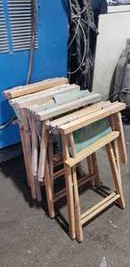 lot 187 image: Set of 4 Folding Directors Chairs, Missing Slip-on Back Fabric Pieces