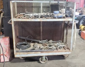 lot 321 image: Industrial Rolling Cart w Contents, Lots of Good Stuff