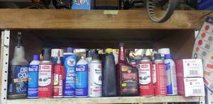 lot 458 image: Shelf Contents - Cleaners, Solvents, Lubricants, and More  THIS ITEM MUST BE PICKED UP WEDNESDAY OR THURSDAY