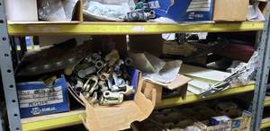 lot 528 image: Shelf Contents - Brake Shaft Clevis, Air Dryer Brackets, Trailer Wiring, and More - Shelf NOT Included  THIS ITEM MUST BE PICKED UP WEDNESDAY OR THURSDAY