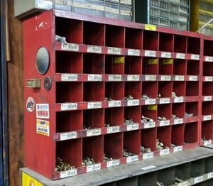 lot 542 image: Imperial Heavy Duty Steel 40-Compartment Parts Bin.  CONTENTS INCLUDED.