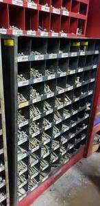 lot 543 image: Imperial Heavy Duty Steel 72-Compartment Parts Bin.  CONTENTS INCLUDED.