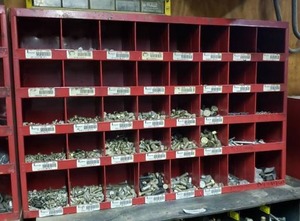 lot 544 image: Imperial Heavy Duty Steel 40-Compartment Parts Bin.  CONTENTS INCLUDED.