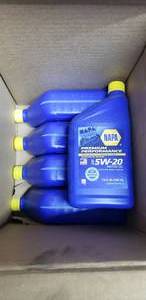 lot 639 image: Box of 5 Quarts of Napa 5W-20 Synthetic Motor Oil