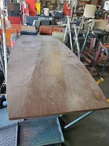 lot 106 image: Large Conference Table w Solid Wood Top & Steel Legs