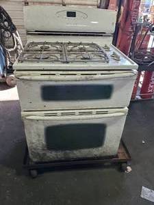 lot 130 image: Maytag Gemini Shop OvenStove w Rolling Dolly