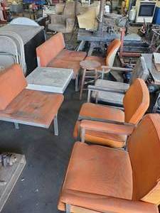 lot 197 image: Set of Mid-Century Orange Steelcase Office Waiting Room Furniture