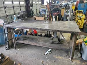lot 231 image: Welding Table with Large Columbian Vise Bolted On