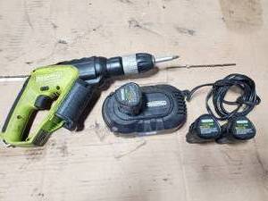 lot 372 image: Rockwell H3 12-Volt LithiumTech 3-in-1 Rotary Hammer Drill w 3 Batteries & Charger