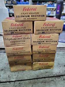 lot 441 image: Lot of 11 Vintage Federal Selenium Rectifiers in Original Boxes