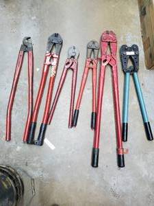 lot 494 image: Lot of 4 Bolt Cutters and Crimping Tool