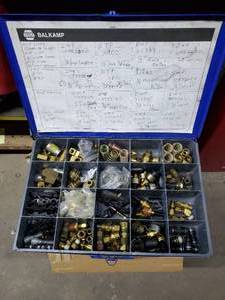 lot 500 image: Steel Parts Drawer w 20 Compartments & Contents Included, Generous Quantity of Hose Fittings & Connectors