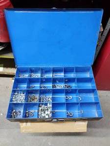 lot 501 image: Steel Parts Drawer w 24 Compartments & Contents Included, Various Sized Nuts