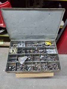 lot 502 image: Steel Parts Drawer w 20 Compartments & Contents Included, Bolts and Nuts
