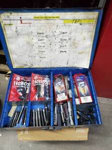 lot 509 image: Steel Parts Drawer w 7 Compartments & Contents Included, Thread Taps & Thread Repair Kits