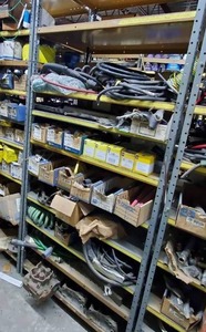 lot 520 image: Contents of Shelf.  Trailer Wire, Batteries, Heat Shrink Tubing, Engine Parts & MUCH MORE.  SHELF NOT INCLUDED  THIS ITEM MUST BE PICKED UP WEDNESDAY OR THURSDAY