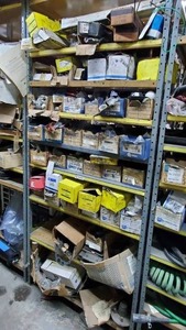 lot 524 image: Contents of Shelf - Contents Include Air Brake Parts and More - Shelf NOT Included  THIS ITEM MUST BE PICKED UP WEDNESDAY OR THURSDAY