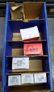 lot 552 image: Box of Misc Relays.  See Part #s for Specifics  THIS ITEM MUST BE PICKED UP WEDNESDAY OR THURSDAY