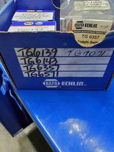 lot 563 image: Box of Misc Switches.  See Part #s for Specifics  THIS ITEM MUST BE PICKED UP WEDNESDAY OR THURSDAY