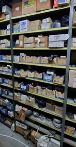 lot 654 image: Contents of Shelf - Automotive AC Parts - Shelf NOT Included  THIS ITEM MUST BE PICKED UP WEDNESDAY OR THURSDAY