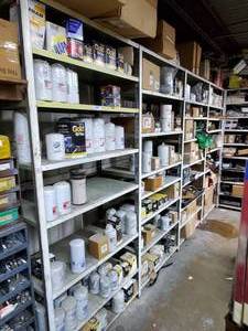 lot 679 image: 4 Racks of Metal Adjustable Shelving (Contents Not Included) SHELVING MUST BE PICKED UP FRIDAY ONLY