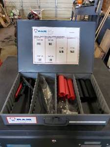 lot 696 image: Steel Case w Ram Products Heavy Wall Heat Shrink Tubing Assortment.  Case & Contents Included.