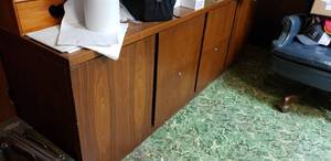 lot 845 image: Wooden 8-Compartment Hutch w File Drawers and Shelves.  CONTENTS NOT INCLUDED.