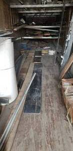 lot 976 image: All Wood Contents of Storage Container - Most of the Wood is Apitong and 13 Wide Laminated Oak Wood Used for Trailer Decks  THIS ITEM MUST BE PICKED UP WEDNESDAY OR THURSDAY
