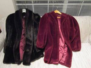 lot 11 image: VINTAGE STYLE VI LTD. FAUX MINK COAT, VINTAGE HOWARD WOLF RED FAUX FUR COAT. NO VISIBLE TEARS, HOLES OR STAINS