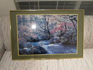 lot 22 image: 1976 FRAMED ARWORK, RUNNING CREEK SURROUNDED BY TREES