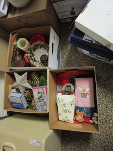 lot 178 image: XMAS DECOR, TREE TOPPER, LIGHTS, DISH TOWELS, CANDLE &amp MORE